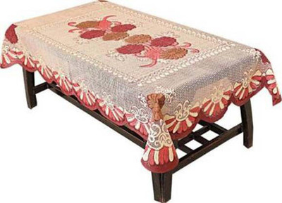 Shri Ganesh Handloom Floral 4 Seater Table Cover(Maroon, Polyester)