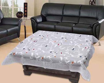 Shri Ganesh Handloom Floral 6 Seater Table Cover(White, Polyester)