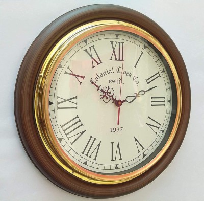 Antiquity Analog 40 cm X 40 cm Wall Clock(Brown, With Glass, Standard)