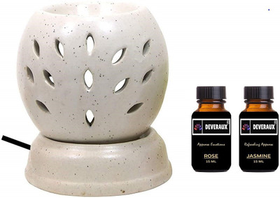 DEVERAUX JASMINE, ROSE Spray, Diffuser Set, Refill, Aroma Oil whiterounddiffuser01(3 x 5 ml)