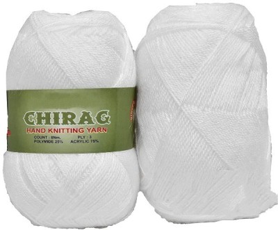 RCB Oswal Chirag White (400 gm) Wool Ball Hand Knitting Wool/Art Craft Soft Fingering Crochet Hook Yarn, Needle Knitting Yarn Thread Shade no-24