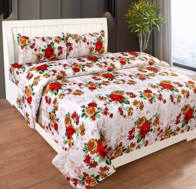 HORTUS 250 TC Polycotton Double Floral Flat Bedsheet(Pack of 1, Multicolor)