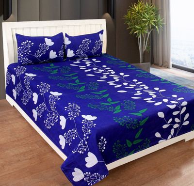 HORTUS 250 TC Polycotton Double Floral Flat Bedsheet(Pack of 1, Multicolor)