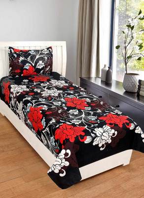 MANISHPANDEY 144 TC Microfiber Single 3D Printed Flat Bedsheet(Pack of 1, Multicolor)