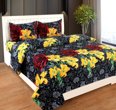 HORTUS 250 TC Polycotton Double Floral Flat Bedsheet(Pack of 1, Multicolor)