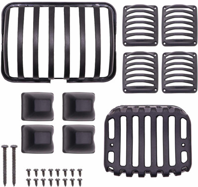 Sai Kirpa Accessories PVC Front Back&Indicator Light Grill Cover Set Compatible With Hero Splendor Bike Headlight Grill(Black)