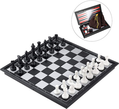 Mynxe Magnetic Travel Portable Chess Board Game Set with Folding Chess Storage Box Educational Board Games