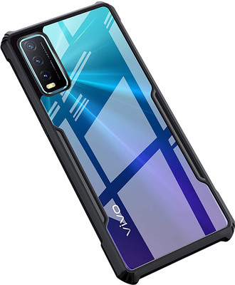 ELEF Back Cover for VIVO Y20s Hybrid TPU & PC Transparent Back Crystal Clear Camera Protection Bumper Case(Black, Flexible, Pack of: 1)