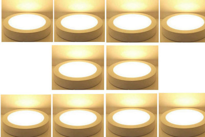 MVL 6W Led Surface Panel Down Light Warm white Pack of 10 Ceiling Light Ceiling Lamp(Yellow)