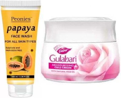 Dabur Gulabari Cold Cream 100ml & Papaya Face Wash 100ml(2 Items in the set)