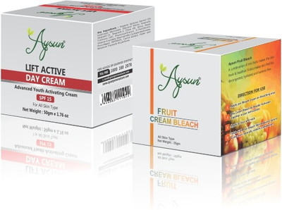 Aysun Lift Active Day Cream & Fruit Cream Bleach Combo Pack of 2(2 Items in the set)