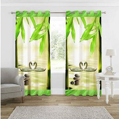 Ad Nx 214 cm (7 ft) Polyester Room Darkening Door Curtain (Pack Of 2)(Printed, Green)