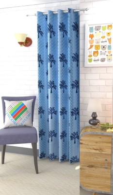 goycors 274 cm (9 ft) Polyester Semi Transparent Long Door Curtain Single Curtain(Floral, AQUA)