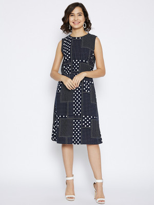 CRIMSOUNE CLUB Women A-line Dark Blue Knee Length Dress
