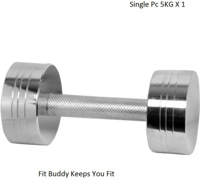Fit Buddy Single Steel 5KG X 1 Fixed Weight Dumbbell(5 kg)