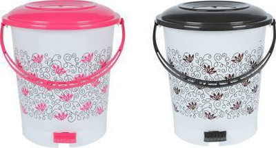 YASHODEEP PLASTIC New Unique Design Standard Plastic Pedal Dust Bin ( 12 L - 2 pcs ) ( Multicolor ) Plastic Dustbin(Multicolor, Pack of 2)