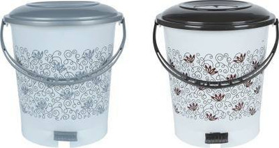 YASHODEEP PLASTIC New Unique Design Standard Plastic Pedal Bin ( 12 L - 2 pcs ) ( Multicolor ) Plastic Dustbin(Multicolor, Pack of 2)