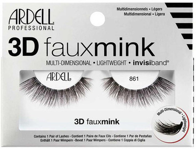 Ardell 3D FAUX MINK 861 BLACK -70484 + Duo Clear Glue 1g Pack of 2 Number of piece 1(Pack of 2)