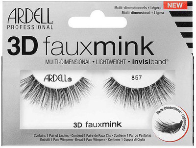 Ardell 3D FAUX MINK 857 BLACK - 67453 + Duo Clear Glue 1g Pack of 2 Number of piece 1(Pack of 2)