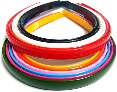 Aravh Trademart Colorful Plastic Teeth Headbands Pack of 12 for Girls & women (WIDE, MULTI-COLOUR Hair Band(Multicolor)