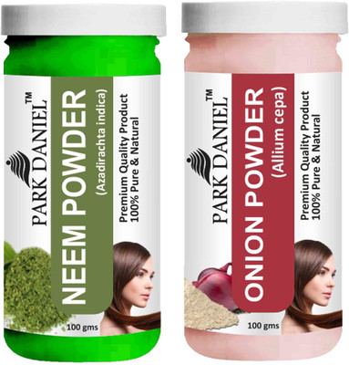 PARK DANIEL Premium Neem Powder & Onion Powder Combo Pack of 2 Bottles of 100 gm (200 gm )(200 g)
