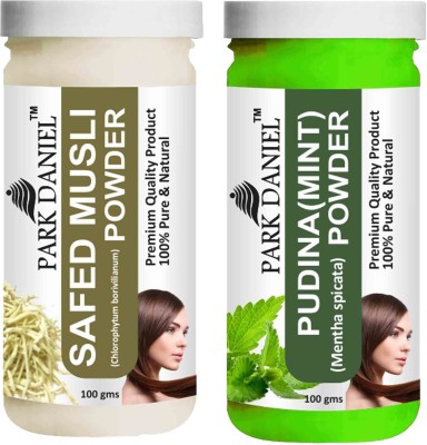 PARK DANIEL Pure & Natural Safed Musli Powder & Pudina(Mint)Powder Combo Pack of 2 Bottles of 100 gm (200 gm )(200 ml)