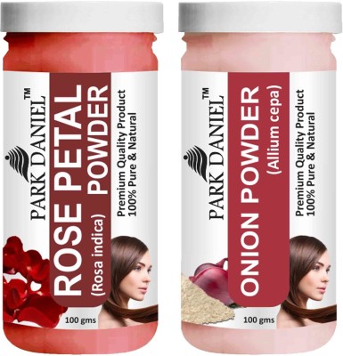 PARK DANIEL Pure & Natural Rose Petal Powder & Onion Powder Combo Pack of 2 Bottles of 100 gm (200 gm )(200 ml)