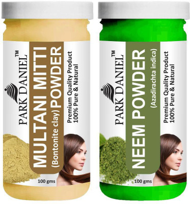 PARK DANIEL Pure & Natural Multani Mitti Powder & Neem Powder Combo Pack of 2 Bottles of 100 gm (200 gm )(200 ml)