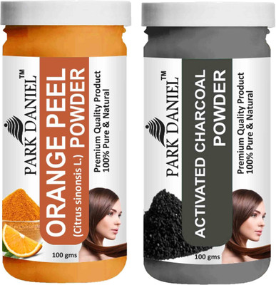 PARK DANIEL Pure & Natural Orange Powder & Activated Charcoal Powder Combo Pack of 2 Bottles of 100 gm (200 gm )(200 ml)
