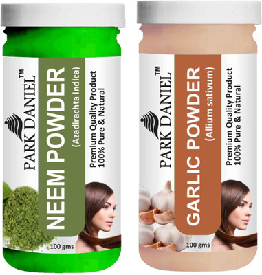 PARK DANIEL Pure & Natural Neem Powder & Garlic Powder Combo Pack of 2 Bottles of 100 gm (200 gm )(200 ml)