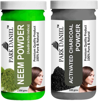 PARK DANIEL Pure & Natural Neem Powder & Activated Charcoal Powder Combo Pack of 2 Bottles of 100 gm (200 gm )(200 ml)