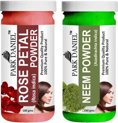 PARK DANIEL Pure & Natural Rose Petal Powder & Neem Powder Combo Pack of 2 Bottles of 100 gm (200 gm )(200 ml)