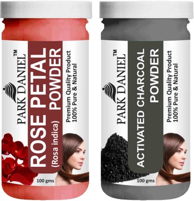 PARK DANIEL Hair Care Combo Of Rose Petal Powder & Activated Charcoal Powder Combo Pack of 2 Bottles of 100 gm (200 gm )(2 Items in the set)