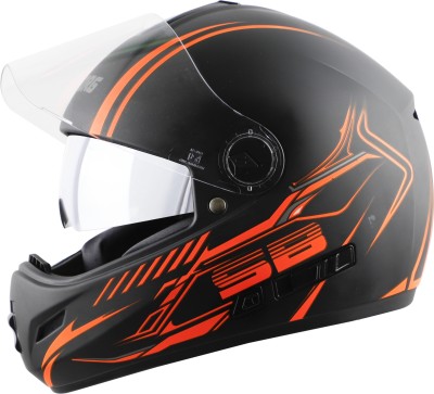 Steelbird Cyborg Cipher Full Face Helmet with Chrome Silver Sun Shield, ISI Certified Helmet Motorbike Helmet(Matt Black Orange)