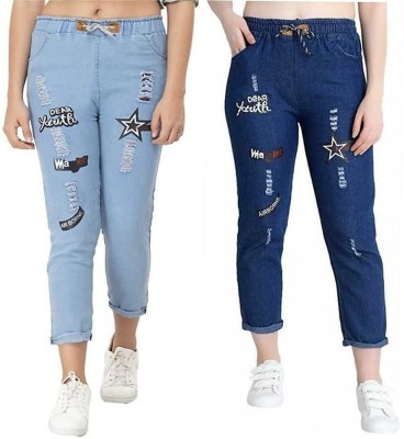 ANGELOU CREATIONS Jogger Fit Women Light Blue, Dark Blue Jeans(Pack of 2)