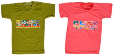 UR GROUP OF COMPANY Baby Boys & Baby Girls Printed Pure Cotton Regular T Shirt(Green, Pack of 2)