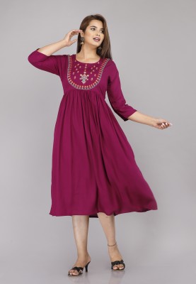 yuvika Women Embroidered Anarkali Kurta(Purple)