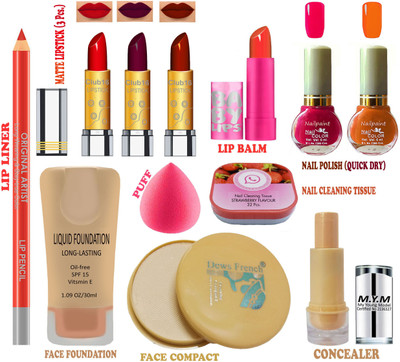 CLUB 16 Professional Makeup Kit of 12 Makeup Items for Newly Wed Women, Office & College Going Girls AGRR09(Pack of 12)