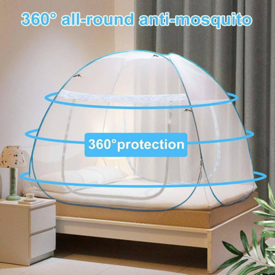 EVETIS Polyester Adults Washable DOUBLE BED MOSQUITO NET ( Portable) TENT FOR ADULTS (Navy-blue) Mosquito Net(Navy Blue, Tent)