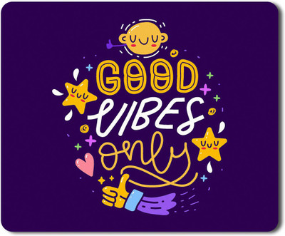 Flair Print Visibee Good Vibes Only Designer Gaming Non-Slip Rubber Base Mouse Pad for Laptop/Computer (23 cm x 19 cm) MP176 Non Slip Base Mousepad(Purple)
