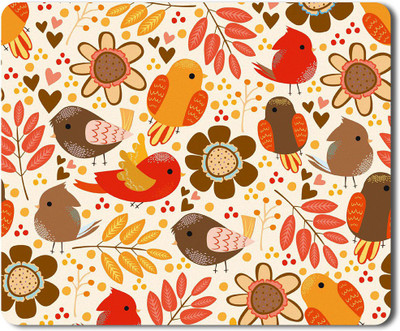 Flair Print Visibee Pattern with Birds Designer Gaming Non-Slip Rubber Base Mouse Pad for Laptop/Computer (23 cm x 19 cm) MP139 Non Slip Base Mousepad(Multicolor)