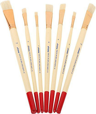 KABEER ART Arora Flat Hog Hair Brush Set Of 7 Pcs(Set of 7, White)