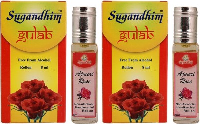 Sugandhim Roll On Rose 8 ml Pack of 2 Floral Attar(Rose)