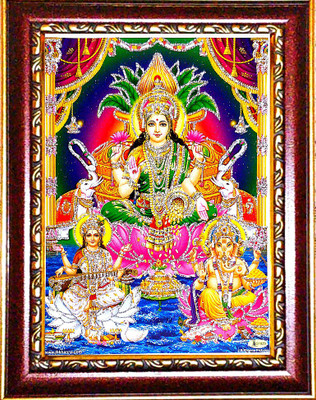 SUNINOW LAXMI GANESH SARASWATI MAA PHOTO FRAME Religious Frame