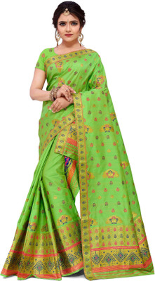 Skiran's Woven Mekhela Chador Silk Blend Saree(Multicolor)