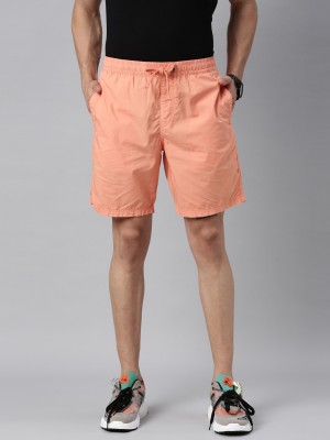 BREAKBOUNCE Solid Men Orange Regular Shorts