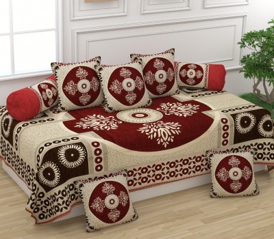 JAYVAAM Chenille Floral Diwan Set(Maroon)