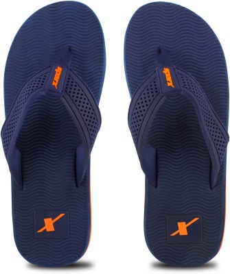 Sparx Men Flip Flops(Navy, Orange , 7)