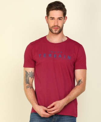 INDIAN TERRAIN Printed Men Round Neck Red T-Shirt