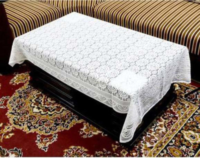 Shri Ganesh Handloom Geometric 4 Seater Table Cover(White, Polyester)